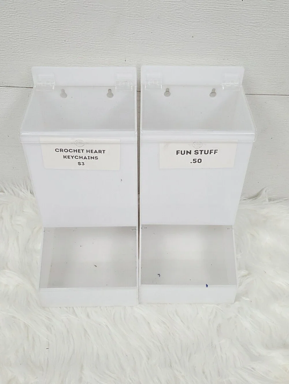 2 Clear Acrylic Counter Top Two-Tier Display Bins - White